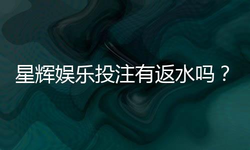 星辉娱乐投注有返水吗?揭秘返水规则与高额优惠