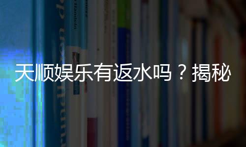 天顺娱乐有返水吗？揭秘返水优惠与玩法攻略